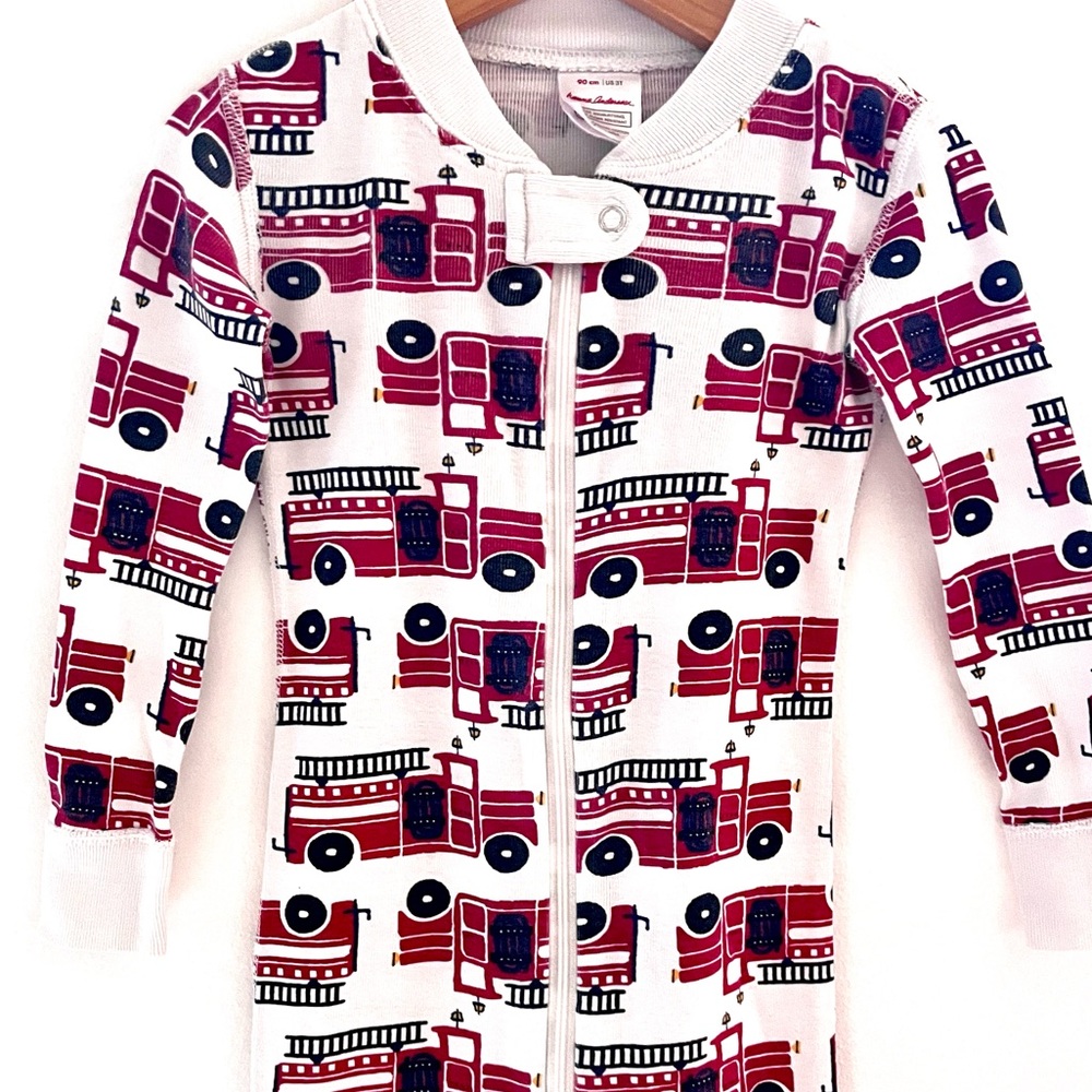 Hanna Andersson Organic Unisex Firetruck Red Sleeper One-Piece Pajamas, Footless - Picture 4 of 11